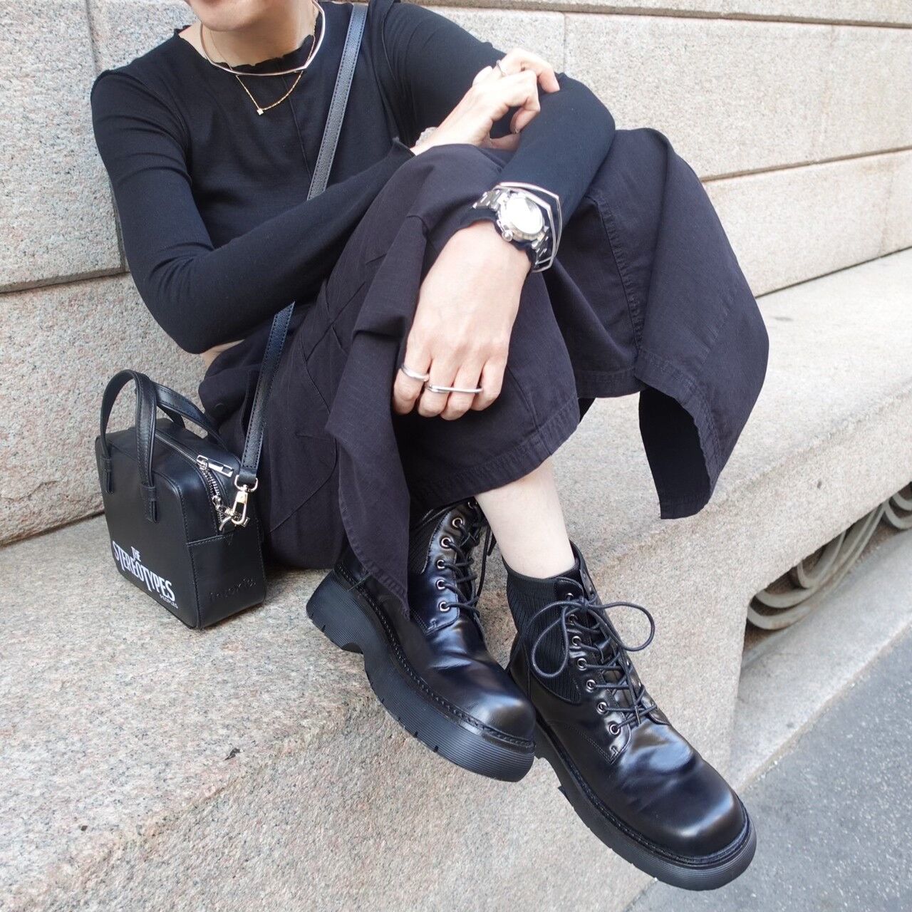 tablethotel MERMO レースアップブーツ　ブラック　新品未使用 moz（モズ） ブーツ 靴 レディース 防水 防滑 レースアップ ショート