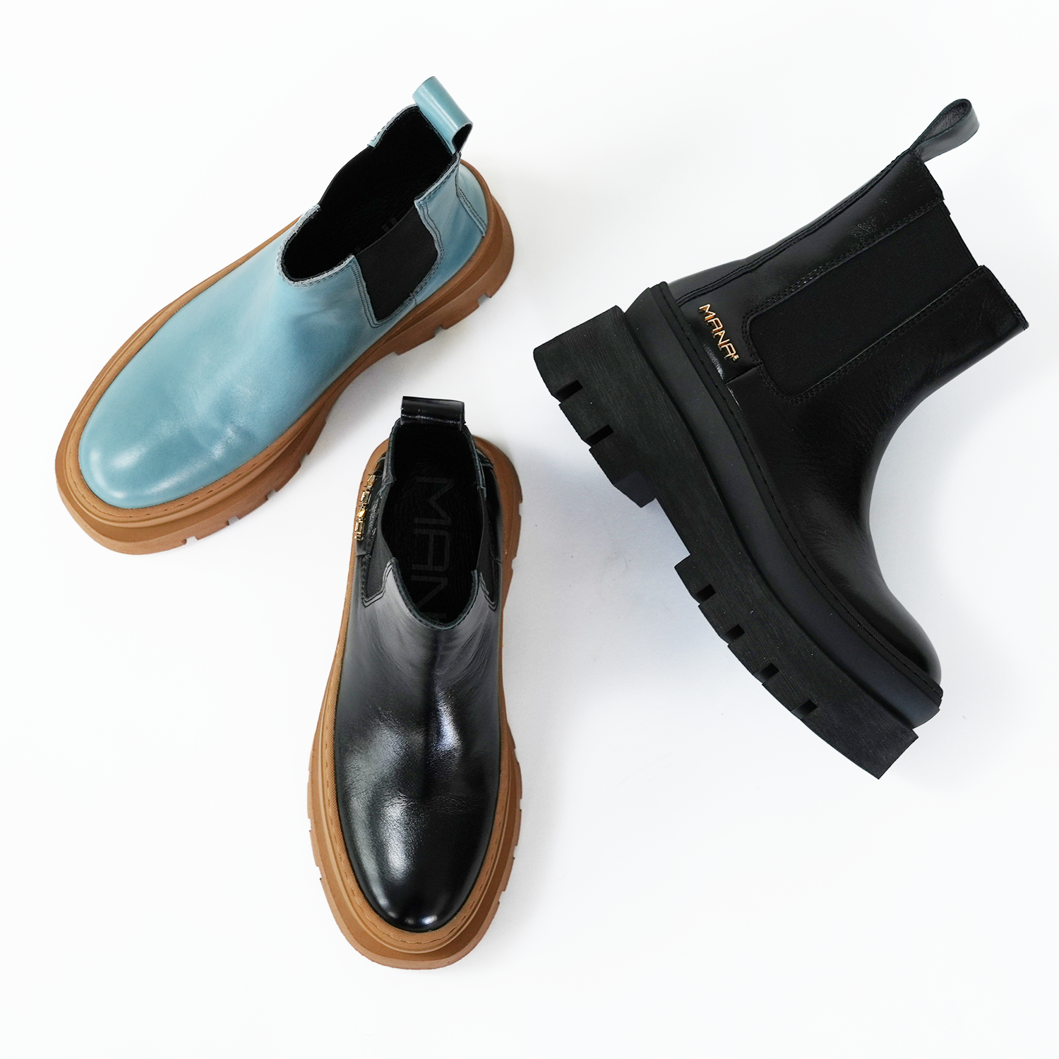 547084 Chunky sole side gore boots