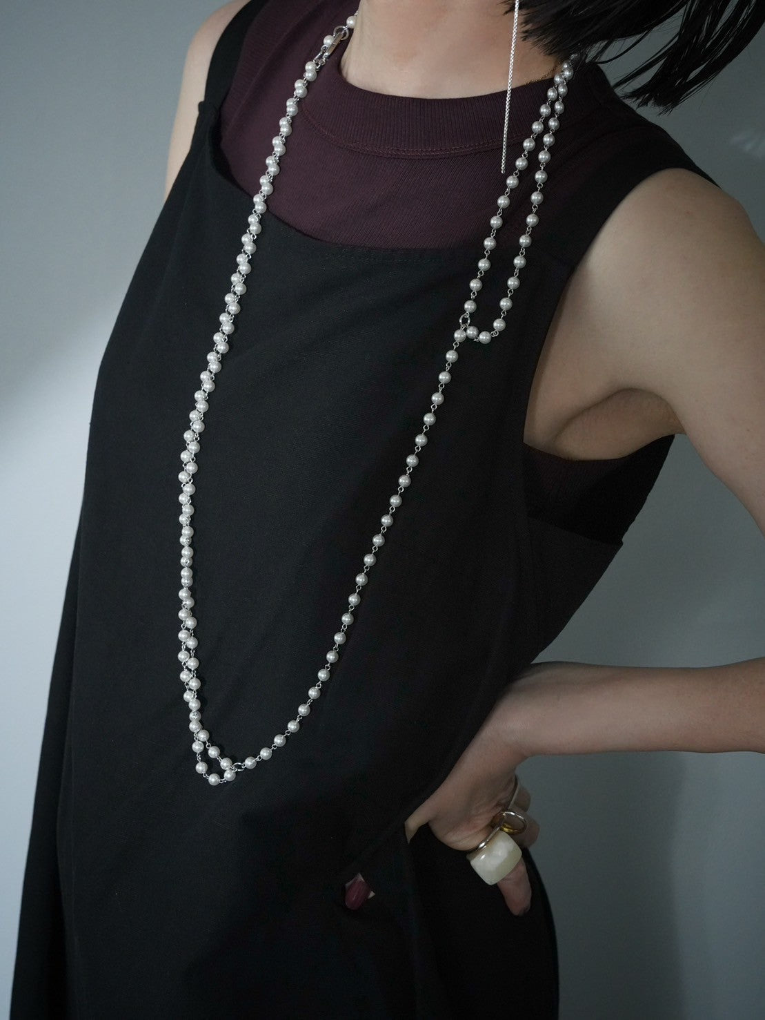 550203 2way body pearl necklace