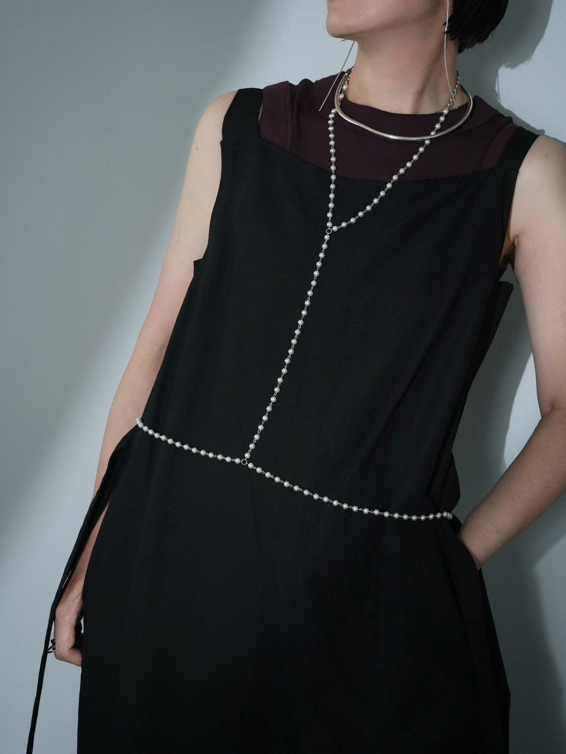 550203 2way body pearl necklace
