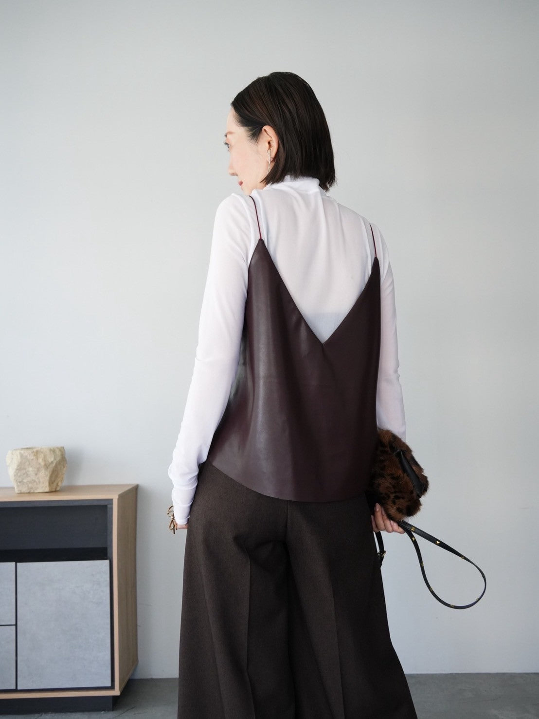 550404 Fake leather camisole